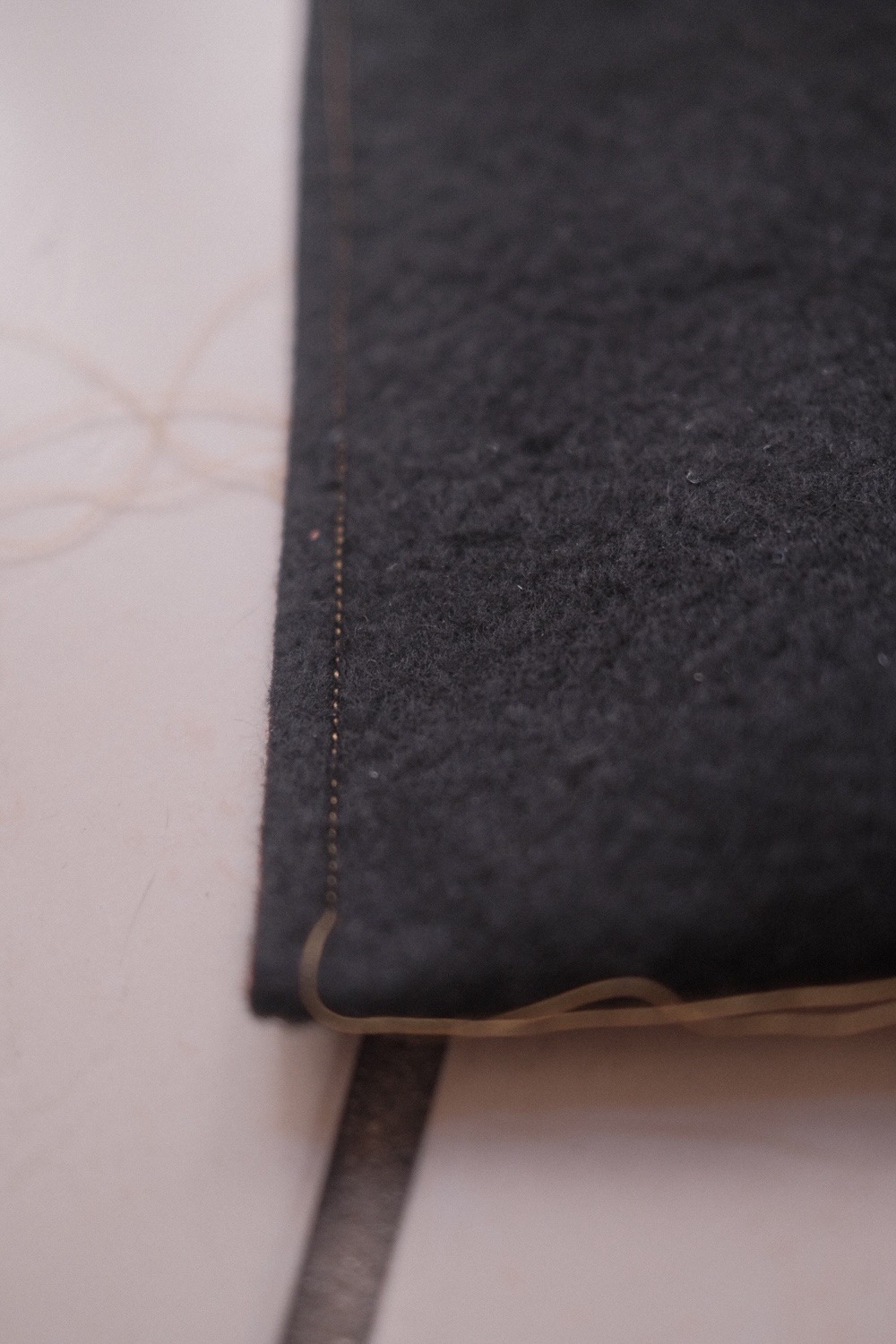 A close up of the sewn case" 