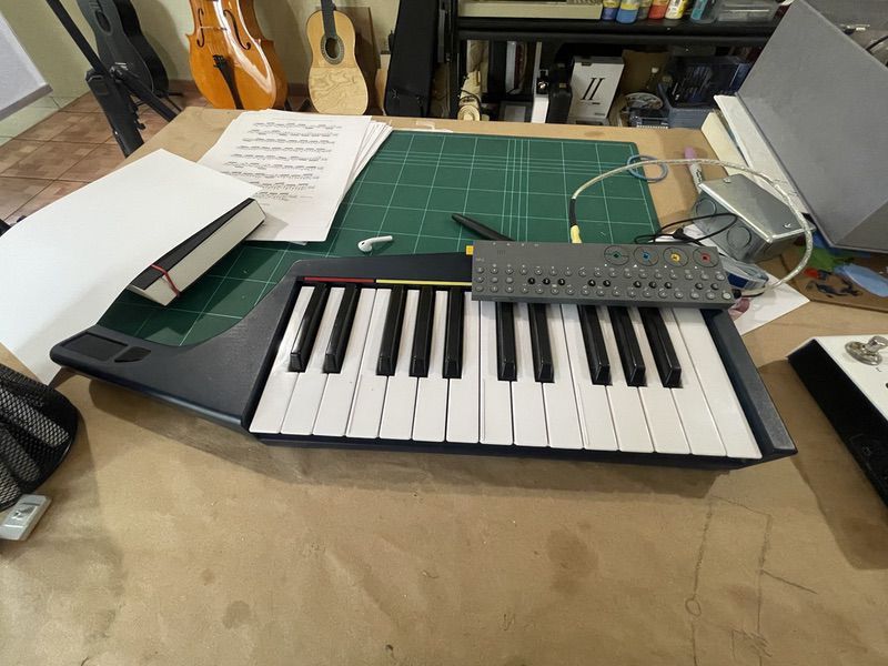 The op-z on top of my rockband keytar